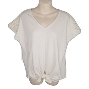 Harper Heritage Nwt Francesca's waffle knit lace sleeve top small
